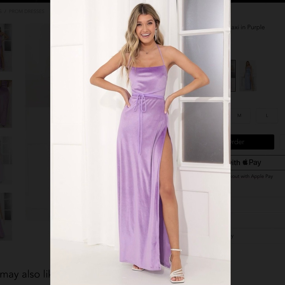 Lucy in the Sky Purple Velvet Prom Dress in Purple